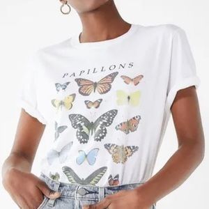 URBAN OUTFITTERS BUTTERFLIES PAPILLONS SHORT SLEEVE TEE SHIRT